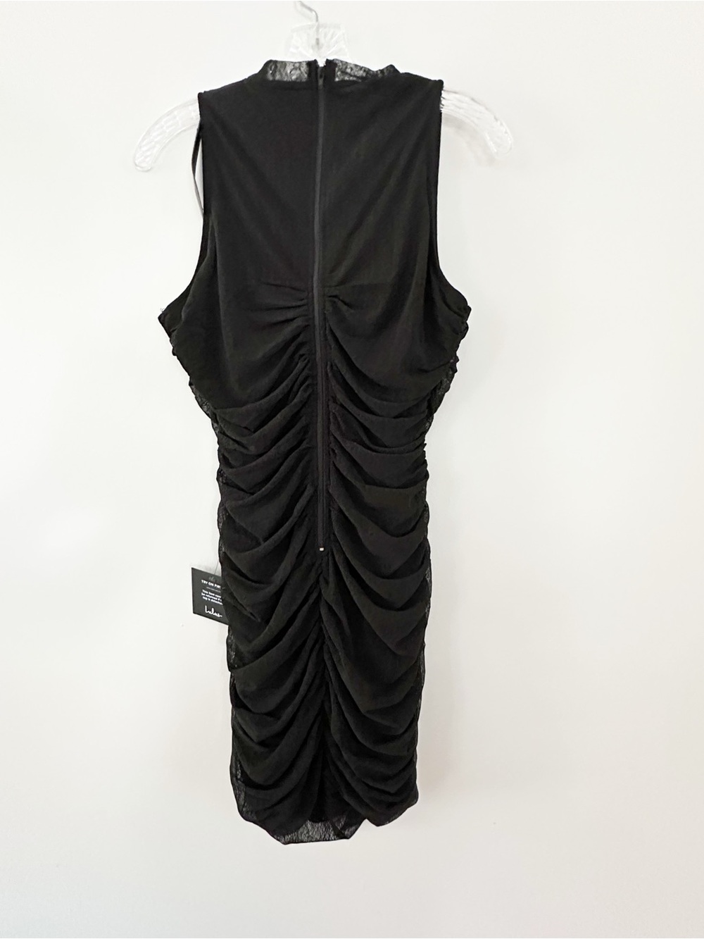 Lulus Mesh Rouched Mock Neck Mini Dress - Picture 5 of 7